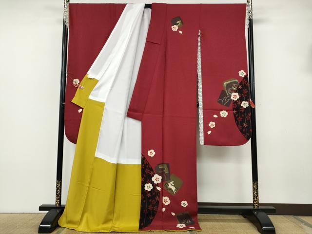 平和屋着物●豪華振袖　跳兎　色紙重ね糸巻き花文　金彩　正絹　逸品　CABH9747ut