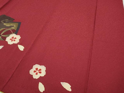平和屋着物●豪華振袖　跳兎　色紙重ね糸巻き花文　金彩　正絹　逸品　CABH9747ut