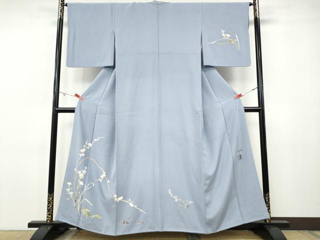 平和屋着物●京加賀友禅　百貫達雄　訪問着　枝花文　正絹　逸品　CABH9748ut