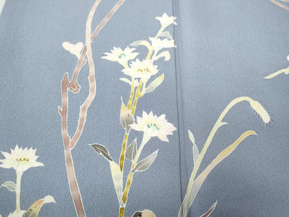 平和屋着物●京加賀友禅　百貫達雄　訪問着　枝花文　正絹　逸品　CABH9748ut