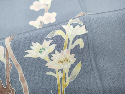 平和屋着物●京加賀友禅　百貫達雄　訪問着　枝花文　正絹　逸品　CABH9748ut