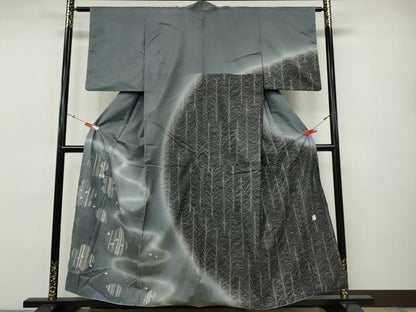 平和屋着物●訪問着　本場染大島紬　作家物　エ霞舞桜文　正絹　逸品　CABH9753ut