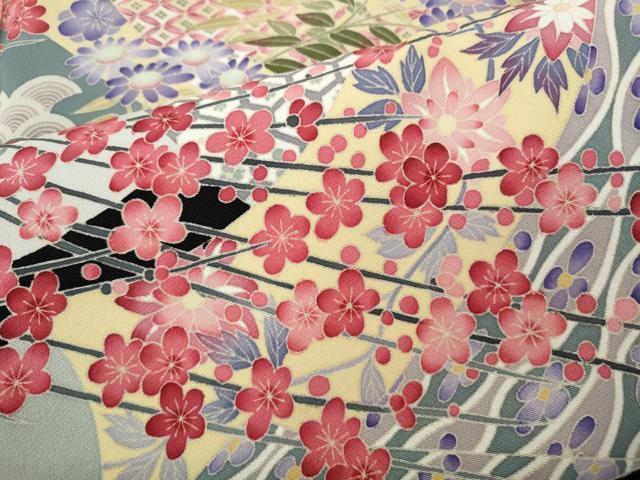 平和屋着物●本加賀友禅作家　白坂幸蔵　黒留袖　几帳草花文　正絹　逸品　CABH9755ut