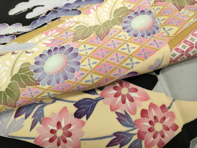 平和屋着物●本加賀友禅作家　白坂幸蔵　黒留袖　几帳草花文　正絹　逸品　CABH9755ut