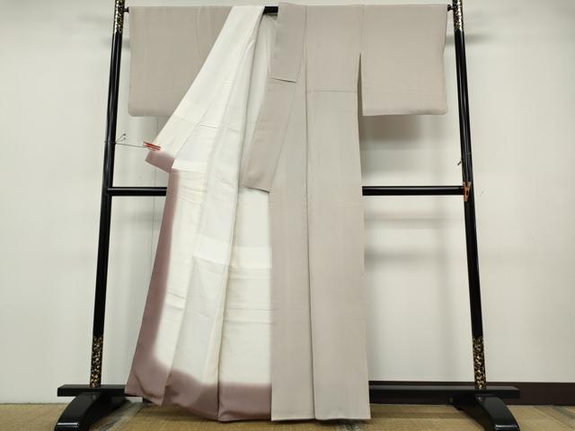 平和屋着物●伝統工芸士 砂川健一　江戸小紋　万筋　水柿色×素色　正絹　逸品　CABH9757ut
