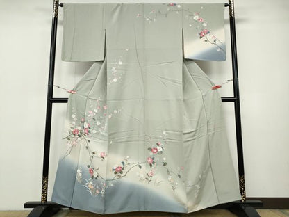 平和屋着物●訪問着　友禅　作家物　枝花文　暈し染め　正絹　逸品　CABH9758ut