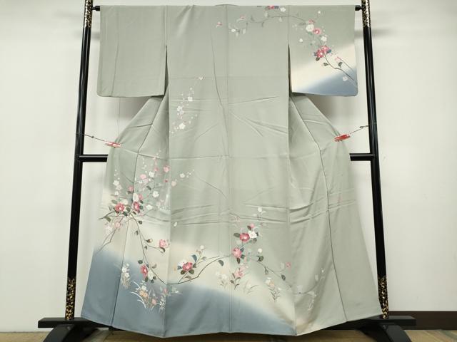 平和屋着物●訪問着　友禅　作家物　枝花文　暈し染め　正絹　逸品　CABH9758ut