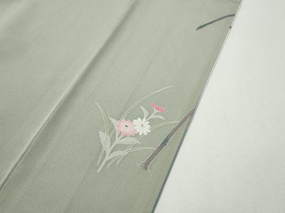 平和屋着物●訪問着　友禅　作家物　枝花文　暈し染め　正絹　逸品　CABH9758ut