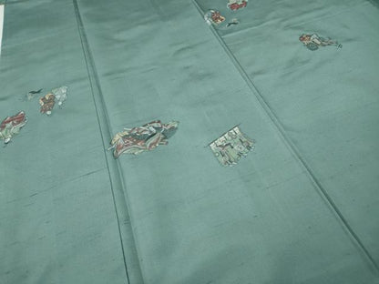 平和屋着物●京の名門・菱屋六右ェ門　紬　十二単　几帳人物御所車　正絹　逸品　CABH9760ut