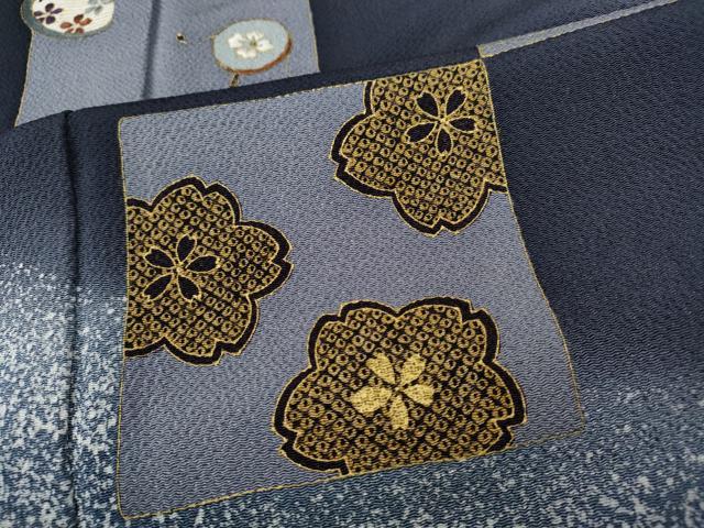 平和屋着物●訪問着　刺繍　雪うさぎ　でんでん太鼓　鈴　色紙花文　暈し染め　金彩　鬼しぼ縮緬　正絹　逸品　CABH9766ut