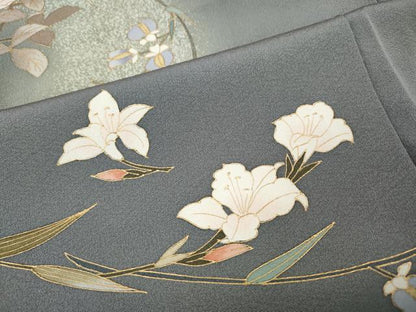 平和屋着物●訪問着　枝花文　暈し染め　金彩　正絹　逸品　CABH9767ut