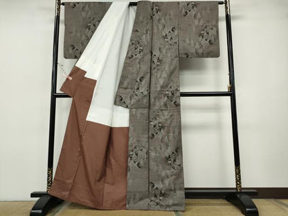 平和屋着物●本場大島紬　9マルキ　風景草木文　正絹　逸品　CABH9770ut