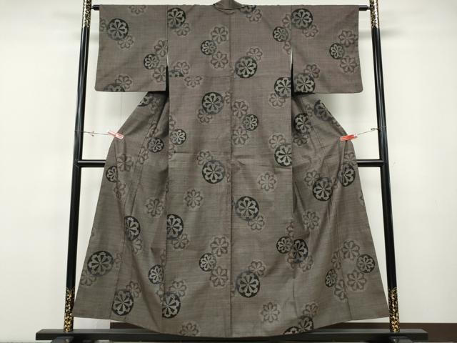 平和屋着物●本場大島紬　9マルキ　源氏車文　正絹　逸品　CABH9773ut