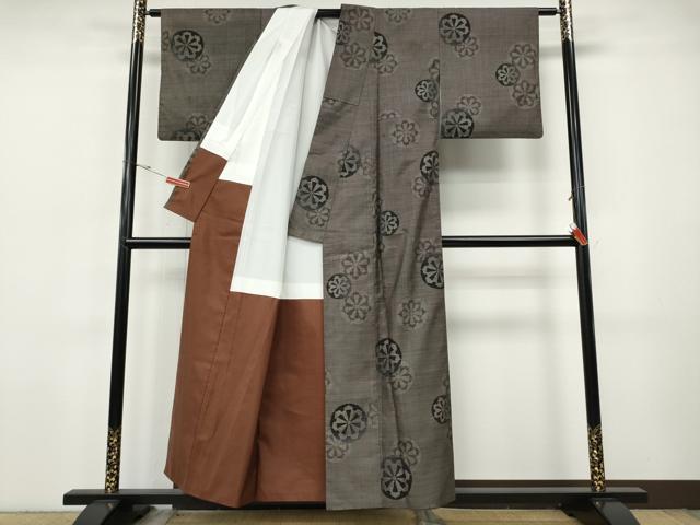 平和屋着物●本場大島紬　9マルキ　源氏車文　正絹　逸品　CABH9773ut