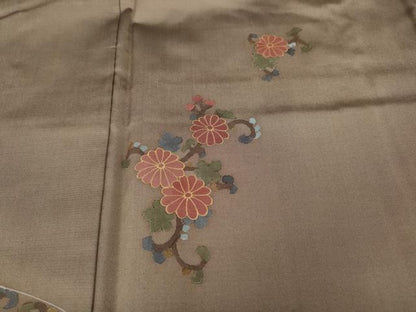 平和屋着物●訪問着　本場縞大島紬　刺繍　舞花鹿の子文　金彩　正絹　逸品　CABH9775ut