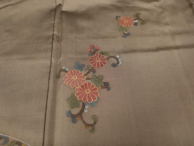平和屋着物●訪問着　本場縞大島紬　刺繍　舞花鹿の子文　金彩　正絹　逸品　CABH9775ut