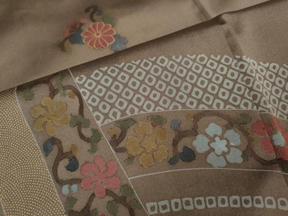 平和屋着物●訪問着　本場縞大島紬　刺繍　舞花鹿の子文　金彩　正絹　逸品　CABH9775ut