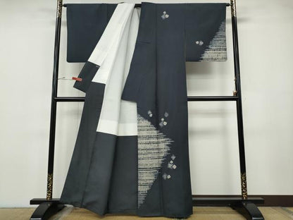 平和屋着物●訪問着　本場縞大島紬　杢目絞り　吉祥文　正絹　逸品　CABH9777ut
