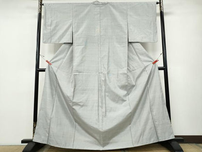 平和屋着物●本場大島紬　白大島　格子柄　正絹　逸品　CABH9779ut