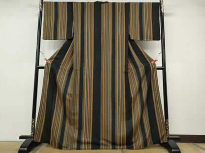 平和屋着物●上質な小紋　縞　正絹　逸品　CABH9783ut