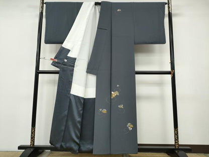 平和屋着物●訪問着　竹屋町刺繍　舞葉文　金彩　正絹　逸品　CABH9785ut
