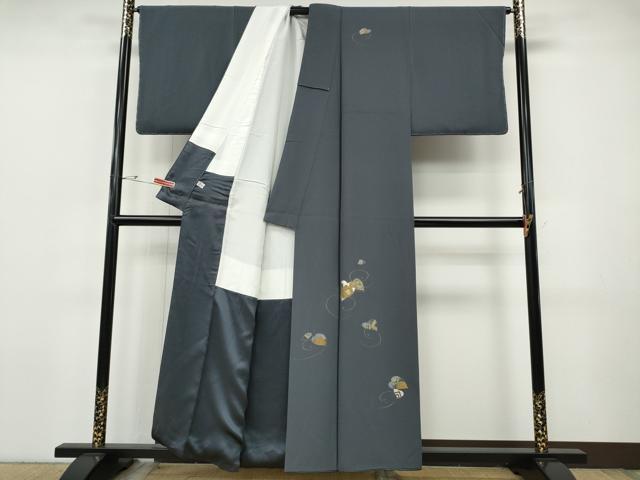 平和屋着物●訪問着　竹屋町刺繍　舞葉文　金彩　正絹　逸品　CABH9785ut