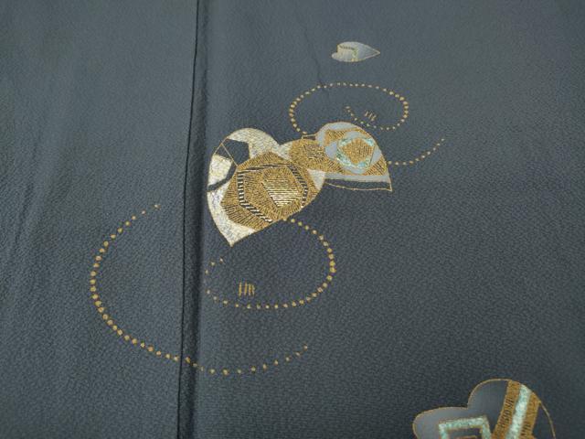 平和屋着物●訪問着　竹屋町刺繍　舞葉文　金彩　正絹　逸品　CABH9785ut
