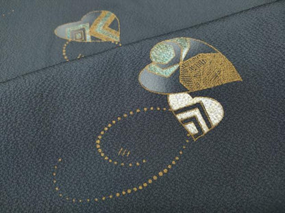 平和屋着物●訪問着　竹屋町刺繍　舞葉文　金彩　正絹　逸品　CABH9785ut