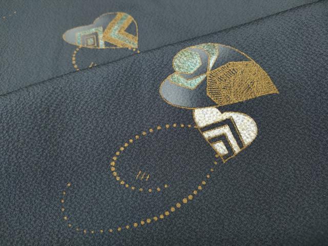 平和屋着物●訪問着　竹屋町刺繍　舞葉文　金彩　正絹　逸品　CABH9785ut