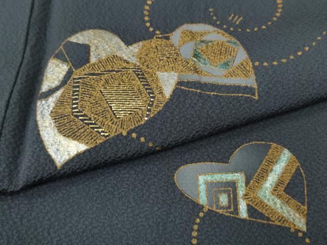平和屋着物●訪問着　竹屋町刺繍　舞葉文　金彩　正絹　逸品　CABH9785ut
