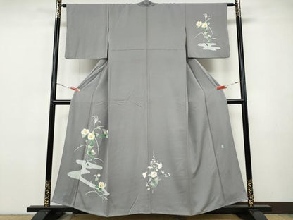 平和屋着物●訪問着　友禅　作家物　流水枝花文　正絹　逸品　CABH9786ut
