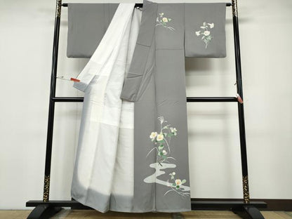 平和屋着物●訪問着　友禅　作家物　流水枝花文　正絹　逸品　CABH9786ut