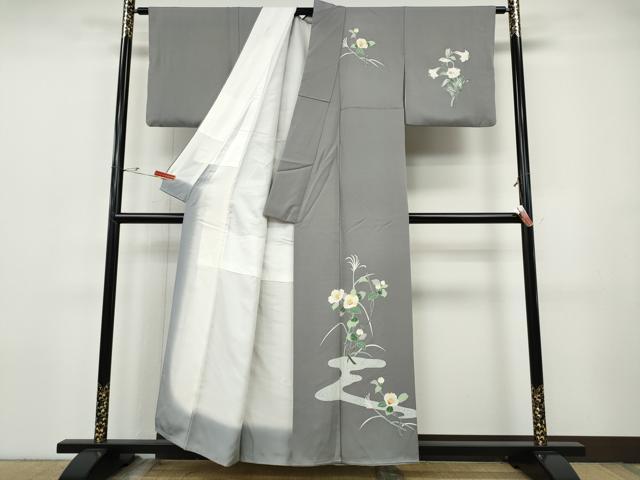平和屋着物●訪問着　友禅　作家物　流水枝花文　正絹　逸品　CABH9786ut