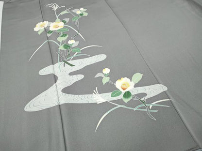 平和屋着物●訪問着　友禅　作家物　流水枝花文　正絹　逸品　CABH9786ut