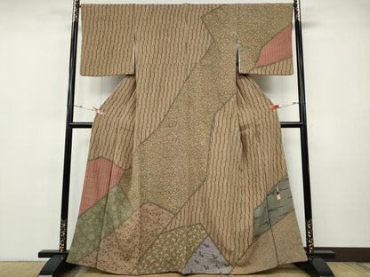 平和屋着物●東京染伝統工芸士　金田昇 　訪問着　切嵌草花文　正絹　逸品　CABH9787ut