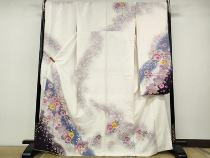 平和屋着物●豪華振袖　刺繍　舞花鞠文　暈し染め　金彩　京都きもの友禅扱い　正絹　逸品　CABH9792ut