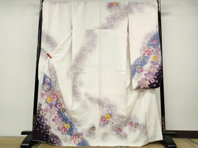 平和屋着物●豪華振袖　刺繍　舞花鞠文　暈し染め　金彩　京都きもの友禅扱い　正絹　逸品　CABH9792ut