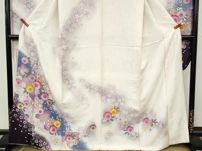 平和屋着物●豪華振袖　刺繍　舞花鞠文　暈し染め　金彩　京都きもの友禅扱い　正絹　逸品　CABH9792ut