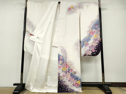平和屋着物●豪華振袖　刺繍　舞花鞠文　暈し染め　金彩　京都きもの友禅扱い　正絹　逸品　CABH9792ut