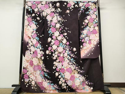 平和屋着物●豪華振袖　刺繍　ラインストーン　舞花文　暈し染め　金銀彩　正絹　逸品　CABH9797ut