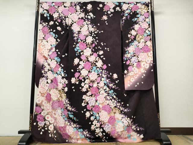 平和屋着物●豪華振袖　刺繍　ラインストーン　舞花文　暈し染め　金銀彩　正絹　逸品　CABH9800ut