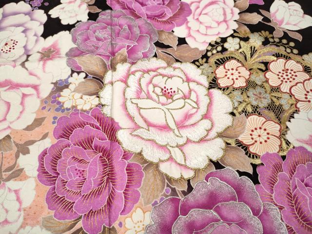 平和屋着物●豪華振袖　刺繍　ラインストーン　舞花文　暈し染め　金銀彩　正絹　逸品　CABH9799ut