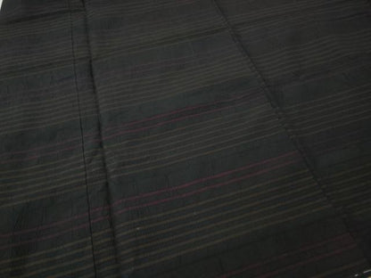 平和屋着物●上質な紬　横段文　正絹　逸品　CABH9802ut