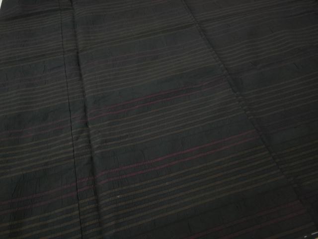 平和屋着物●上質な紬　横段文　正絹　逸品　CABH9802ut