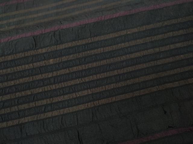 平和屋着物●上質な紬　横段文　正絹　逸品　CABH9802ut