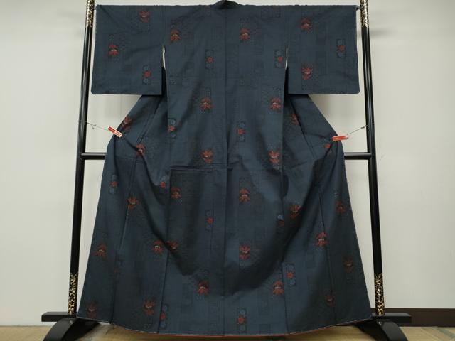 平和屋着物●本場大島紬　7マルキ　短冊重ね笹梅文　正絹　逸品　CABH9805ut