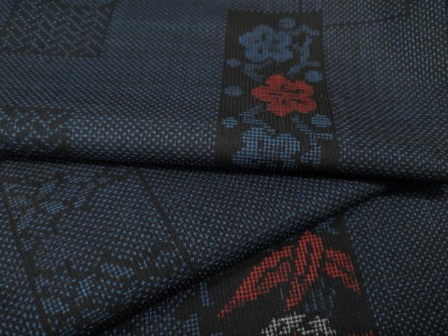 平和屋着物●本場大島紬　7マルキ　短冊重ね笹梅文　正絹　逸品　CABH9805ut