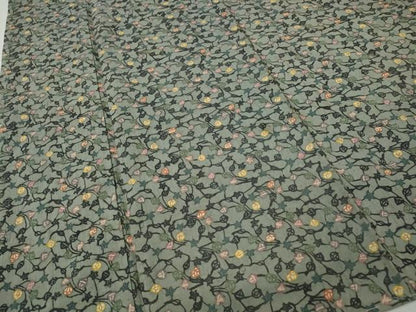 平和屋着物●上質な紬　型染め　蔦の葉花文　正絹　逸品　CABH9809ut