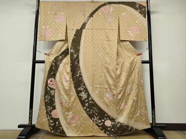 平和屋着物●訪問着　駒刺繍　絞り　草花文　金彩　鈴乃屋扱い　正絹　逸品　CABH9813ut
