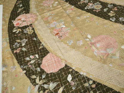 平和屋着物●訪問着　駒刺繍　絞り　草花文　金彩　鈴乃屋扱い　正絹　逸品　CABH9813ut